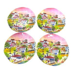 Set Of 4 222 Fifth Lw Design Melamine Salad Plates Sage Blush Parisienne Scenic